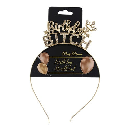Birthday Bitch Headband Gold