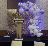 Shimmer Wall Hire - Rose Gold with Balloon Garland