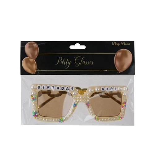 Pearl Decorated Birthday Girl Glasses