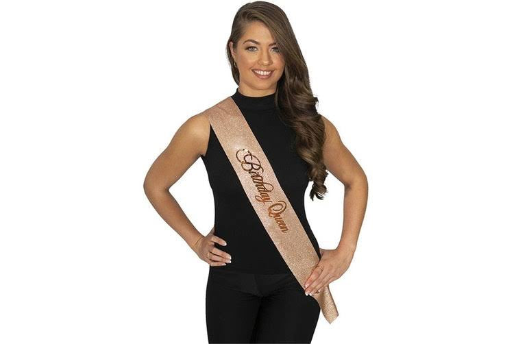 Birthday Queen Glitter Sash Rose Gold