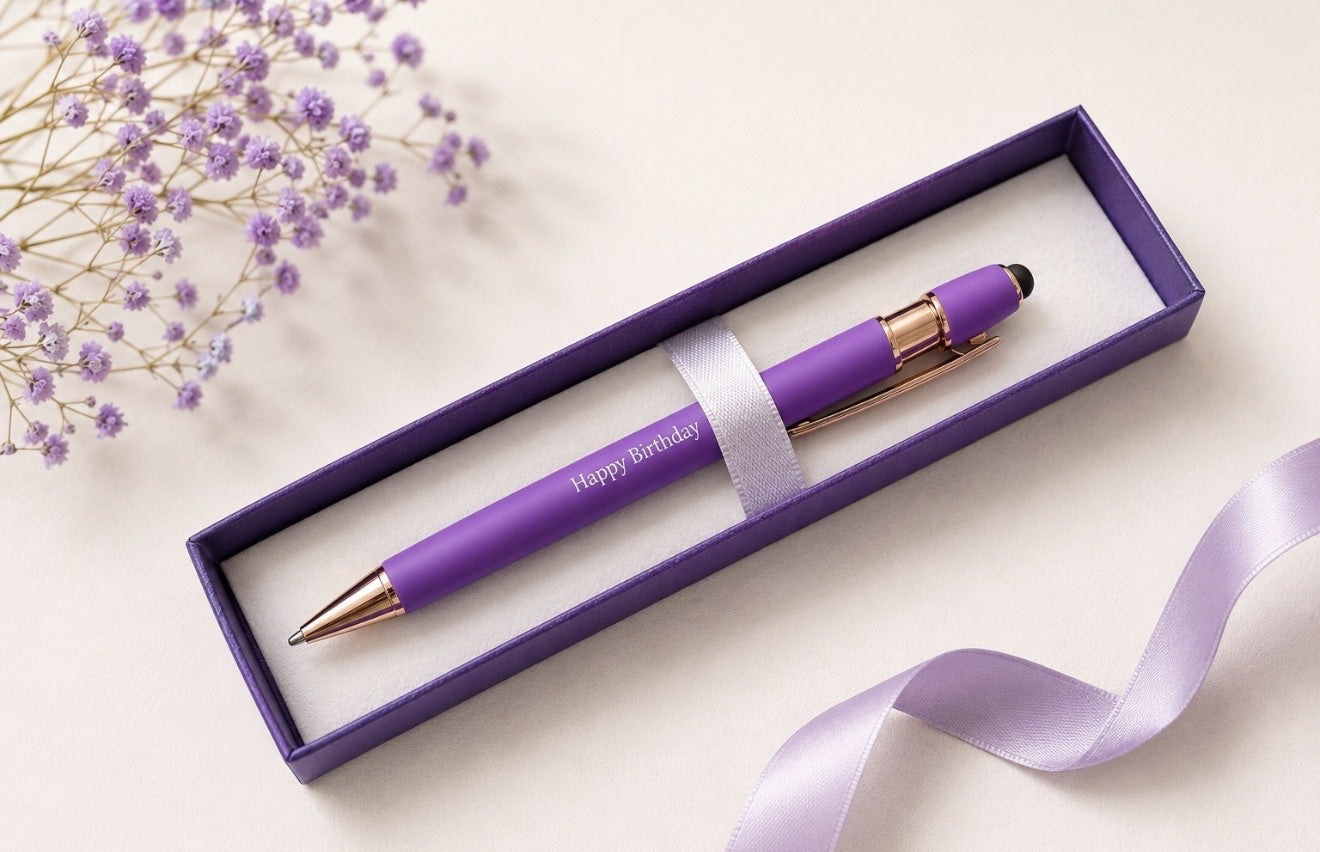 Pen in Gift Box - Lilac "Happy Birthday