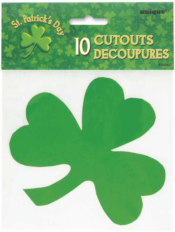 Shamrock Cardboard Cutouts Pk10