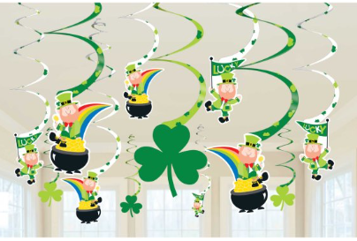 St Patrick's Day Spiral Swirls Hanging Decorations