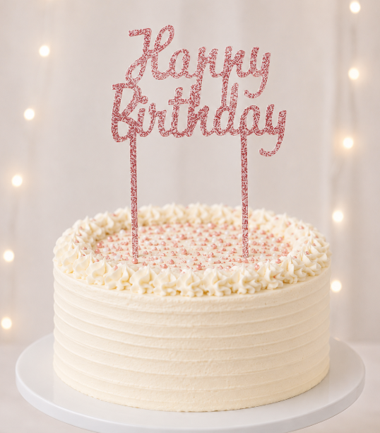 Cake Topper - Acrylic Glitter Red Happy Birthday