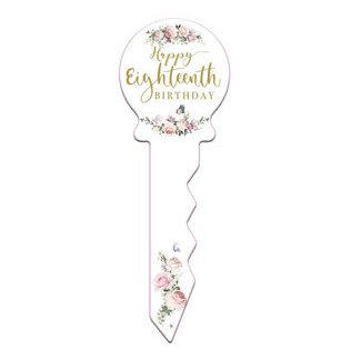 Eighteenth 18th Birthday Key Pretty Floral
