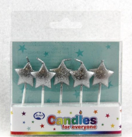 Candles Silver Glitter Stars