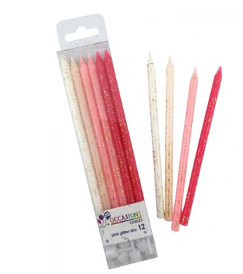 Candles Slim Pink Ombre Glitter
