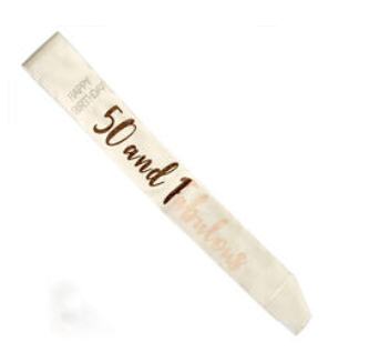 Satin Sash 50th Rose Gold on Ivory