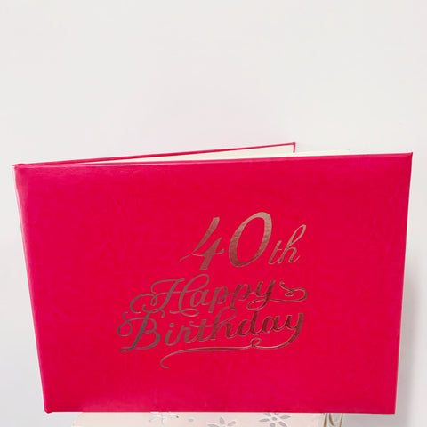 Guest Book 40th Hot Pink/Silver in Box