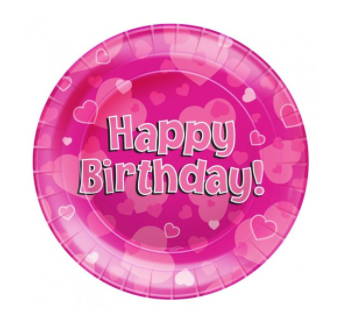 Pink Happy Birthday Paper Plates
