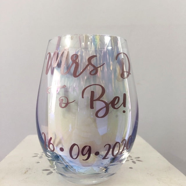 Customised Iridescent Stemless Wine Glass