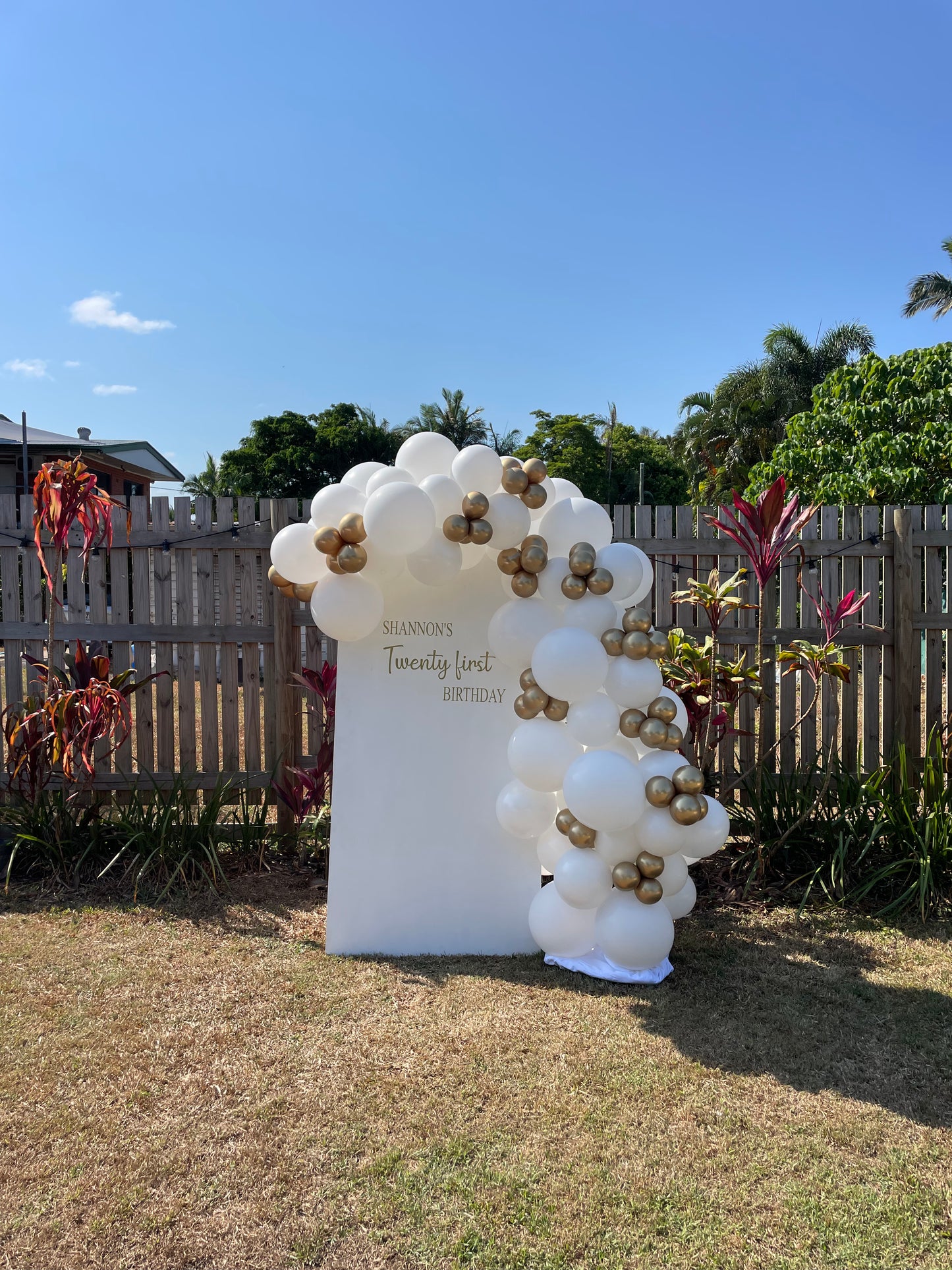 Solid Arch Backdrop with Balloon Garland