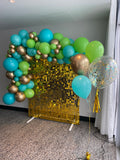 Shimmer Wall Hire - Gold with Balloon Garland