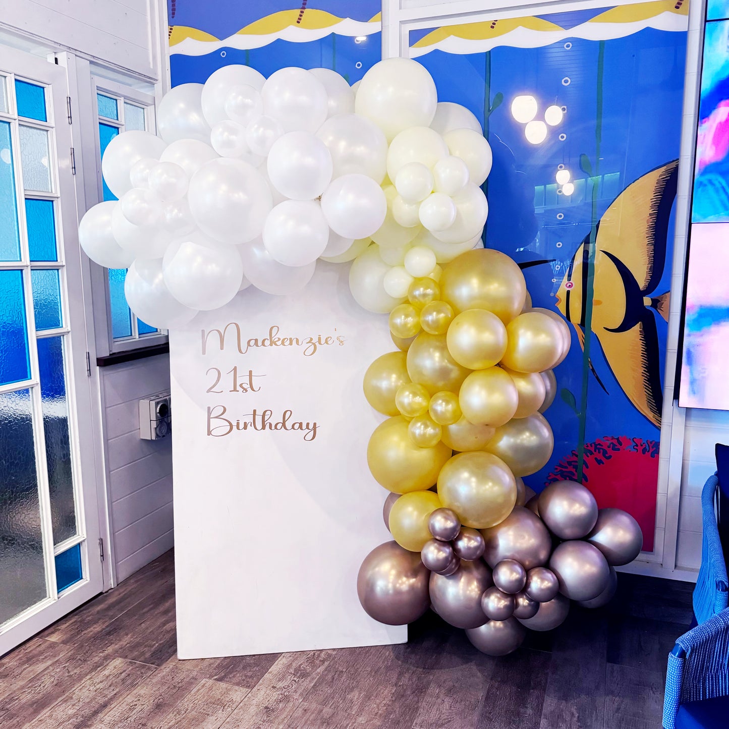 Solid Arch Backdrop with Balloon Garland