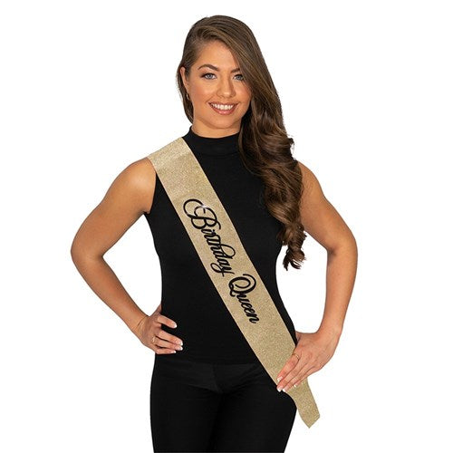 Birthday Queen Glitter Sash Gold