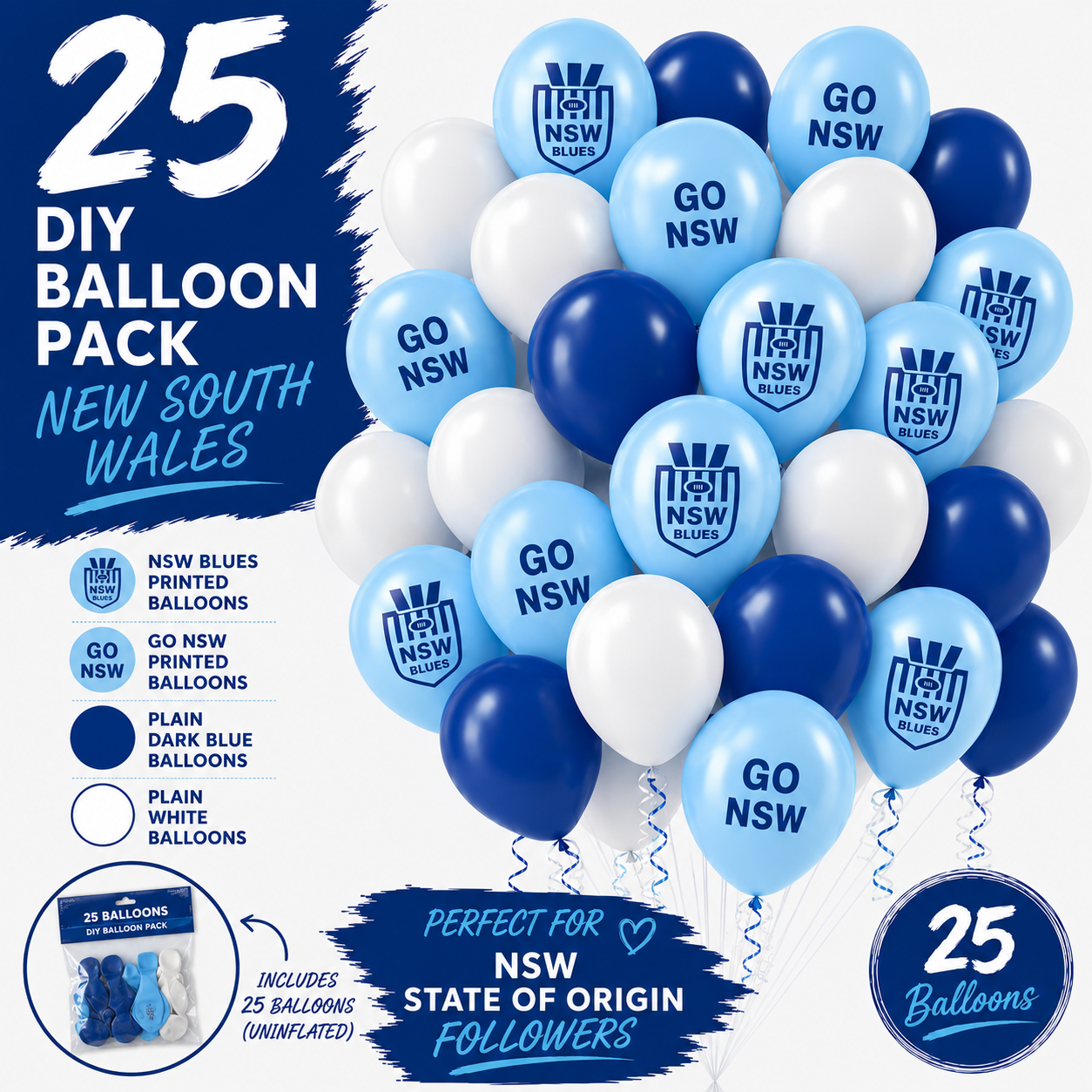 NSW Pk25 DIY Latex Balloons (uninflated)