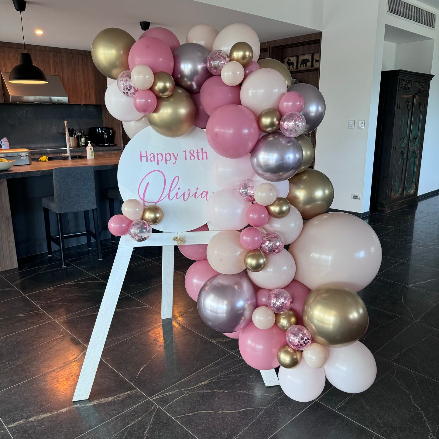 Balloon Garland + Sign & Easel Hire