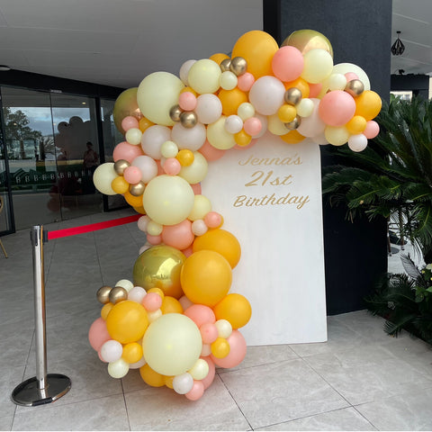 Solid Arch Backdrop with Balloon Garland
