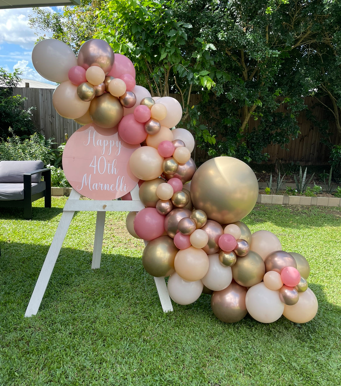 Balloon Garland + Sign & Easel Hire