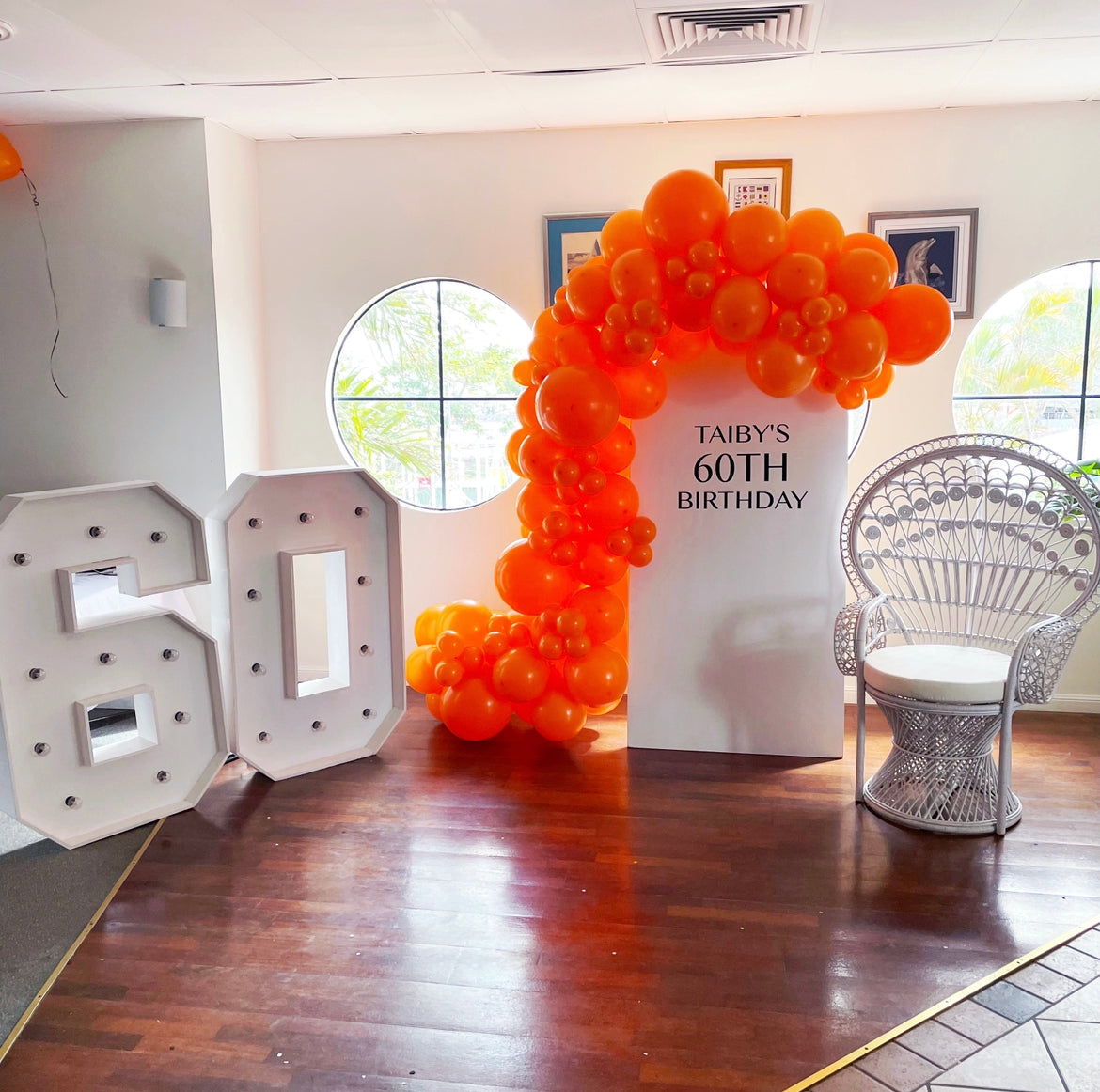 Solid Arch Backdrop with Balloon Garland