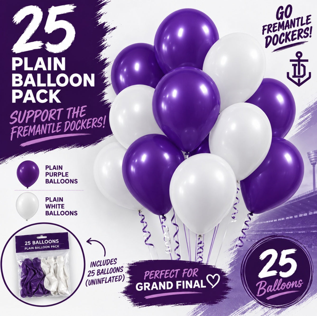 Pk25 Balloons Purple and White (Dockers)