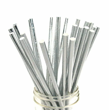 Paper Straw Metallic Silver
