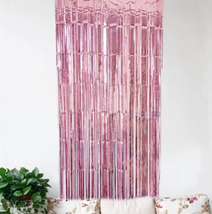 Metallic Foil Curtain Light Pink