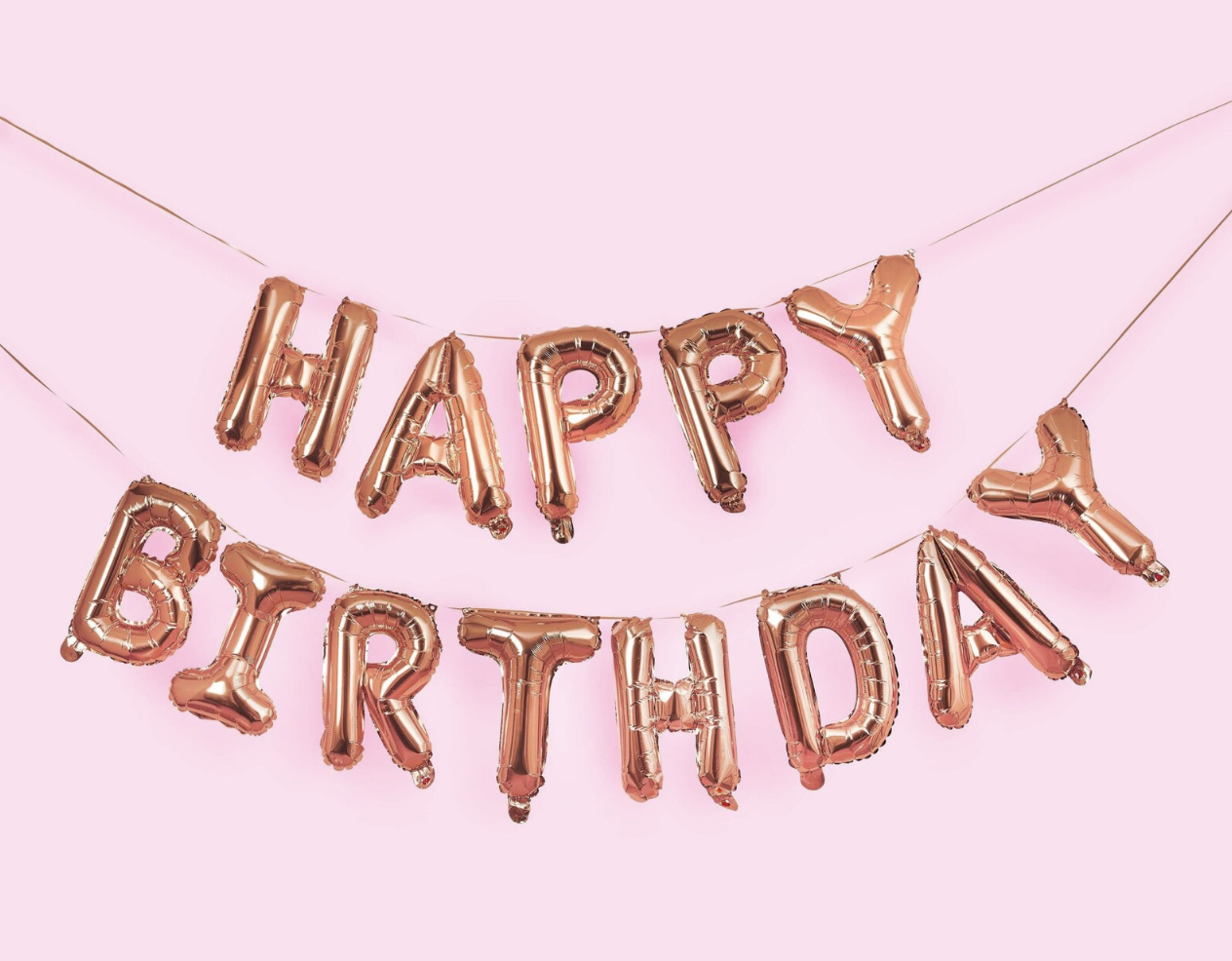 Happy Birthday" Balloon Letter Garland ROSE GOLD - D.I.Y.