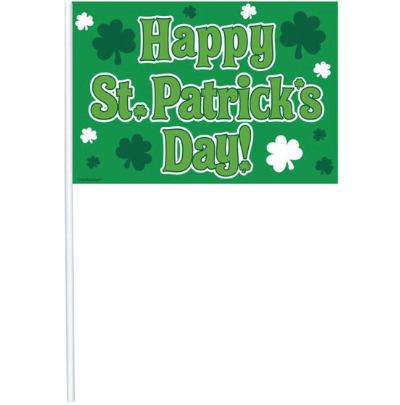 Happy St Patrick's Day Flags Plastic Pk12