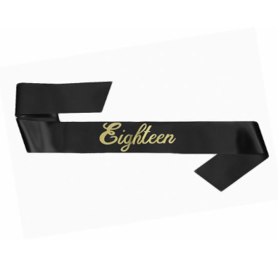 Satin Sash Black Eighteen (18)