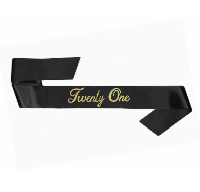Satin Sash Black Twenty One (21)