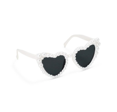 Glasses Heart White with Pearls