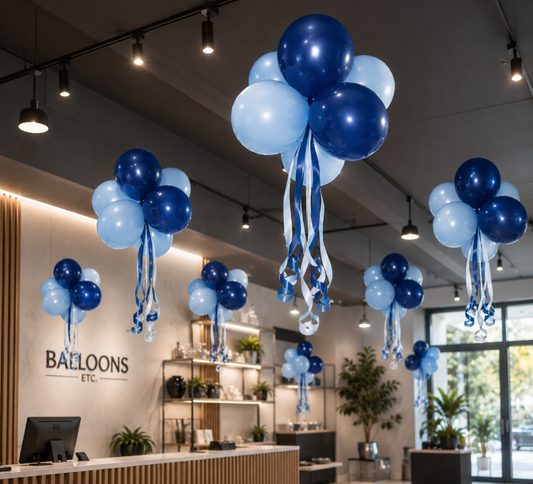 NSW Air-Filled Cluster of 6 Balloons with Ribbon Tails