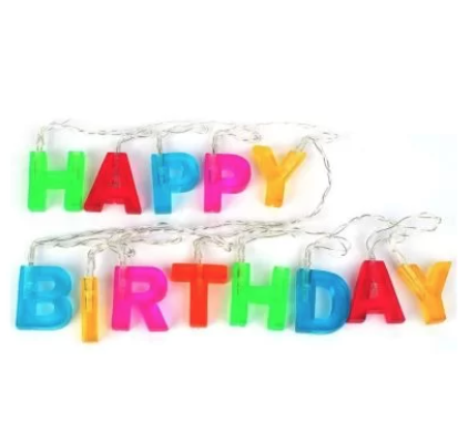 LED String Lights Happy Birthday Colourful