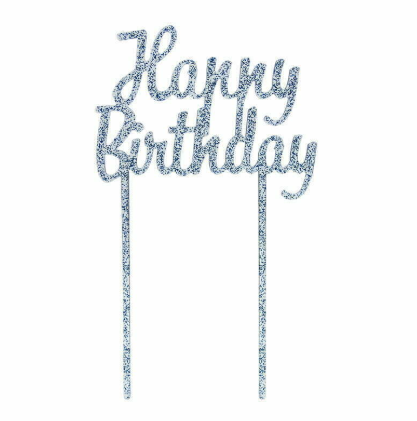 Cake Topper - Acrylic Glitter Blue Happy Birthday