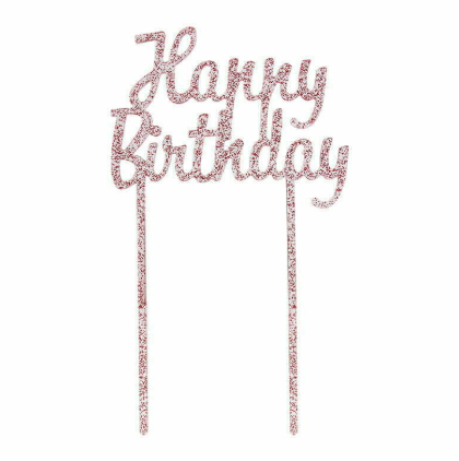 Cake Topper - Acrylic Glitter Red Happy Birthday