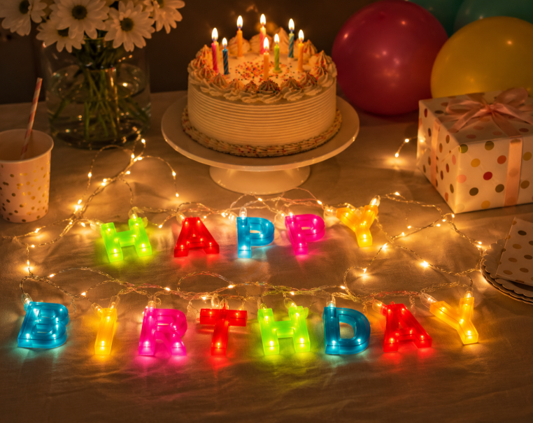 LED String Lights Happy Birthday Colourful