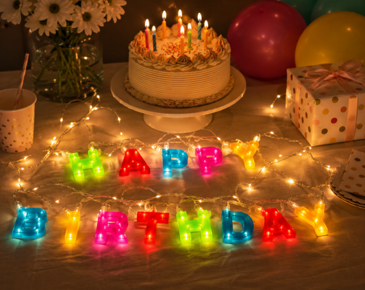 LED String Lights Happy Birthday Colourful