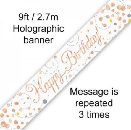 Banner Sparkling Fizz Rose Gold Happy Birthday