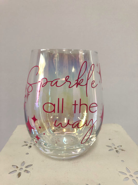 Customised Iridescent Stemless Wine Glass