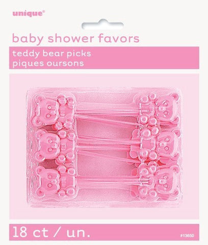 Teddy Bear Baby Shower Picks Pink