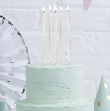 Tall Cake Candles Pearl White