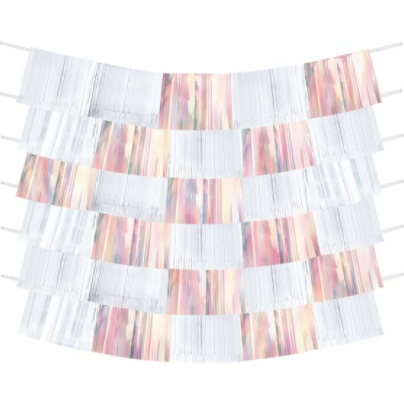 Shimmer Fringe Backdrop White / Iridescent