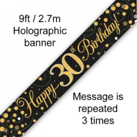 Banner Sparkling Fizz Black/Gold 30th