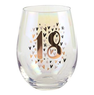 18th Stemless Wine Glass - Iridescent Rainbow