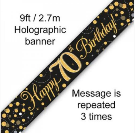 Banner Sparkling Fizz Black/Gold 70th
