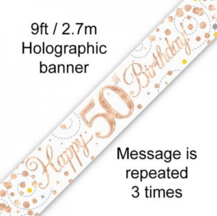 Banner Sparkling Fizz Rose Gold 50th