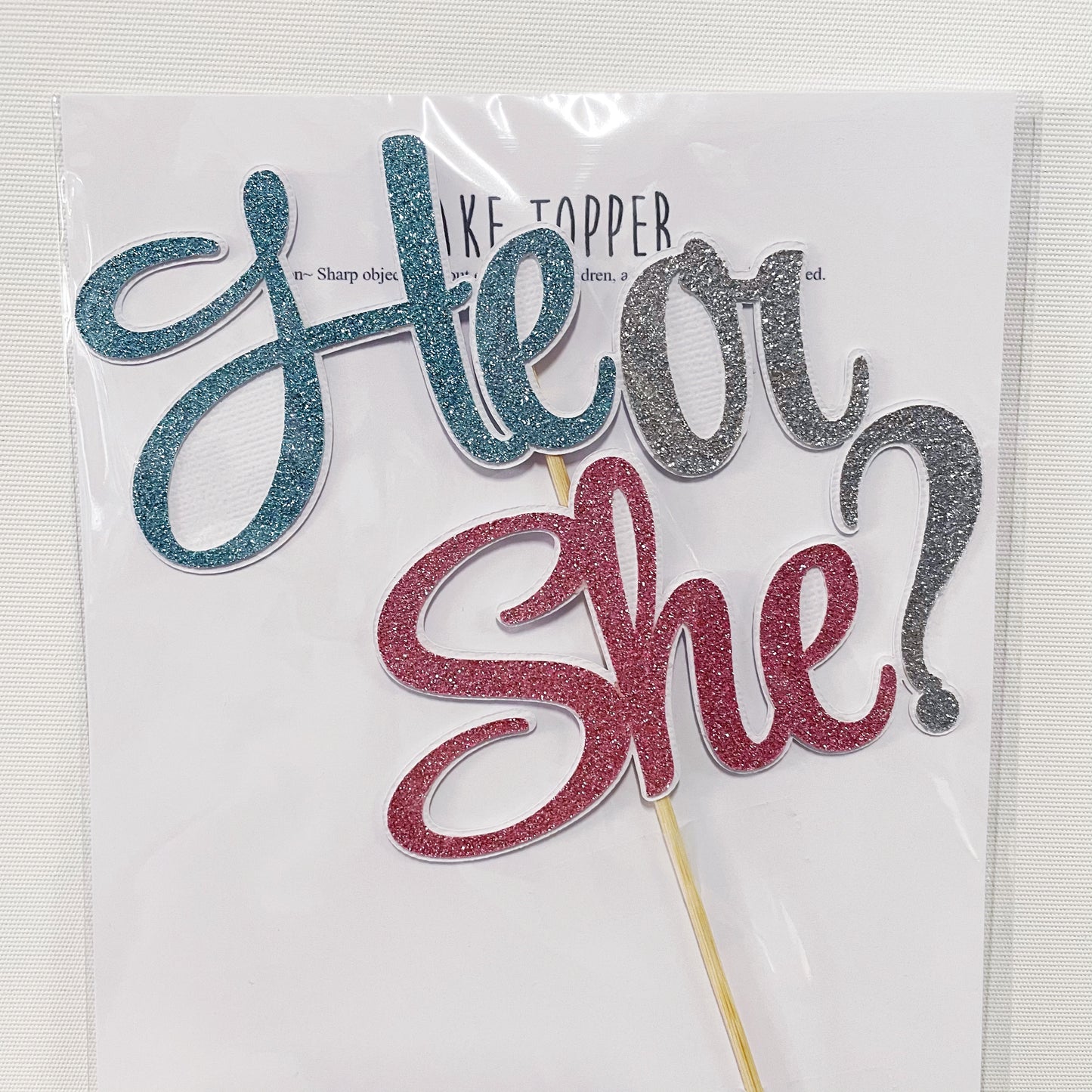 Glitter Cake Topper Gender Reveal He or She?