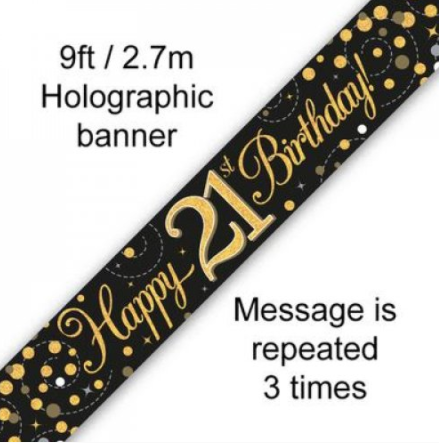 Banner Sparkling Fizz Black/Gold 21st
