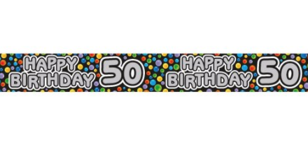 Foil Banner Happy 50th Rainbow